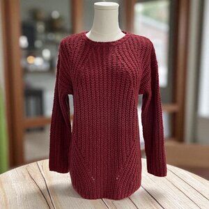 Wine Chunky Knit Sweater Cozy Fall‎ Winter Minimalist Pink Rose Medium